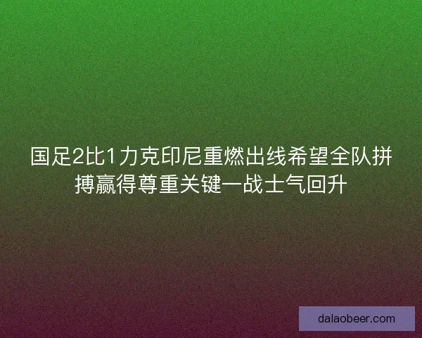 国足2比1力克印尼重燃出线希望全队拼搏赢得尊重关键一战士气回升